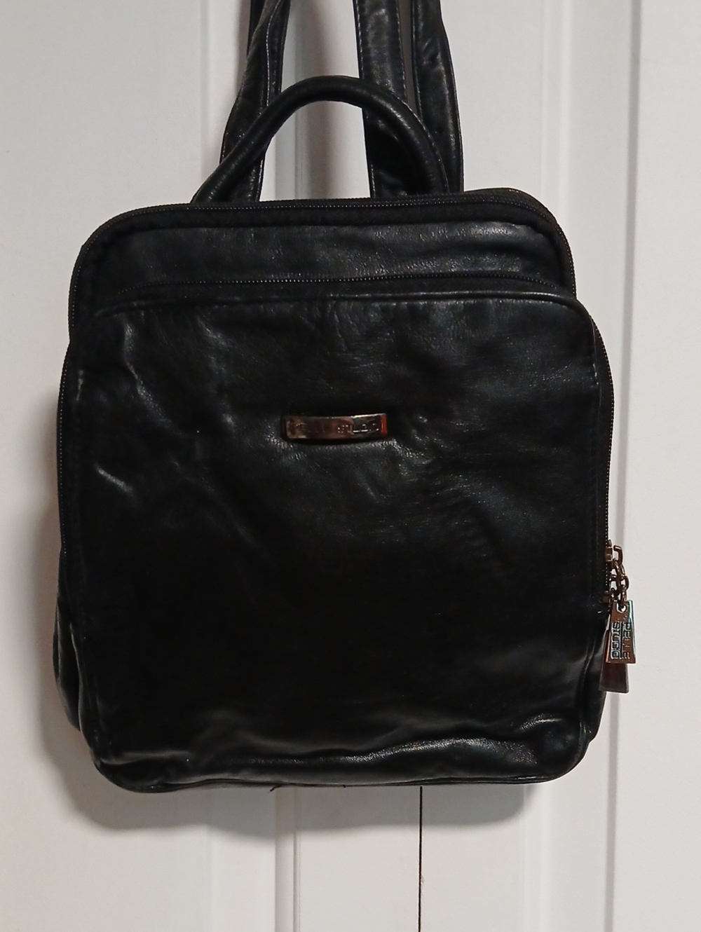 Pelle Studio Black Faux Leather Square Backpack
